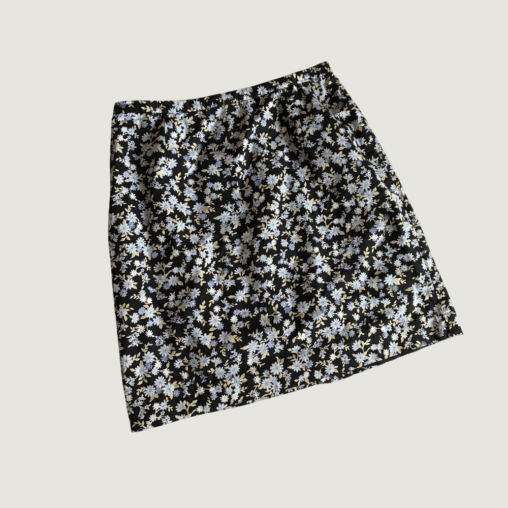 Casual Corner Annex‎ VTG Petite Floral Mini Skirt Black Blue Dark Romantic 8P